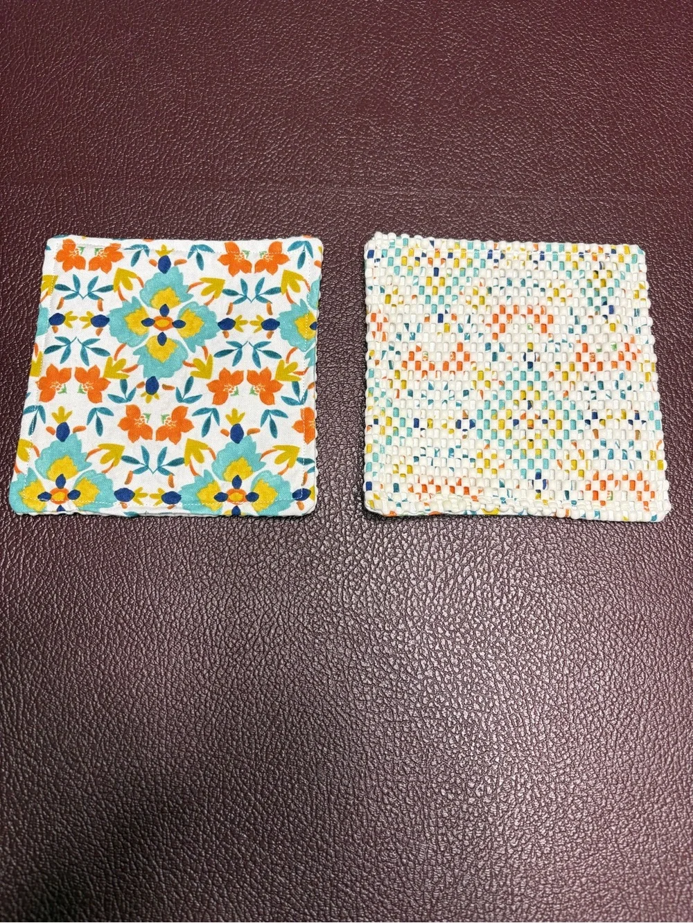 NEW Handmade Jar Grippers, Flower and Orange Print, Blue and Orange Colors